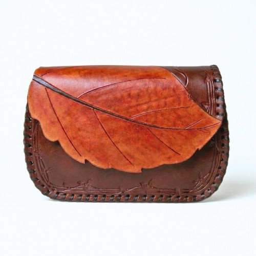 80-d - Yaprak - El İşi Deri Çanta