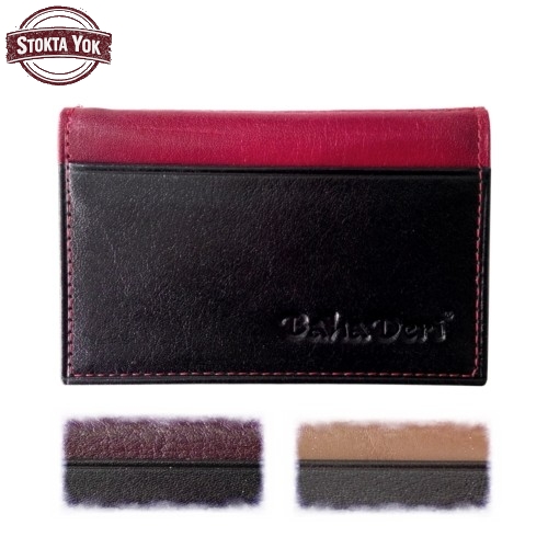 Deri Kartlık 4405 - Karışık Renkli - 8 Bölmeli Deri Küçük Kartlık