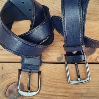 Hakiki Deri Kemer - Dikiş İzli - 4.5 cm - Lacivert